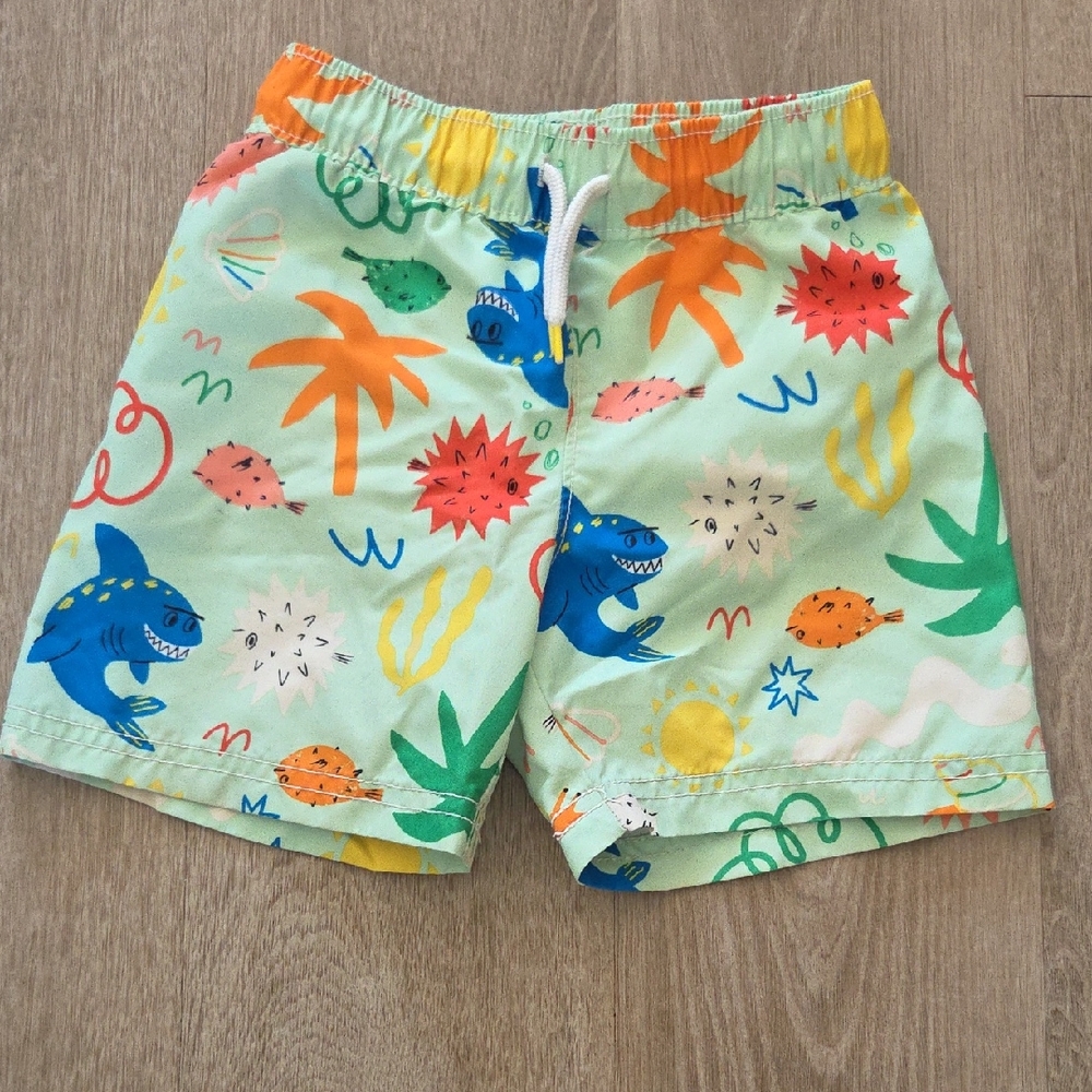 Old Navy Kids Green Tropical Print Shorts